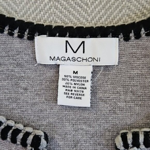 Magaschoni Long Line Open Front Gray Knit Cardigan Sweater Pockets Size Medium - Picture 5 of 11